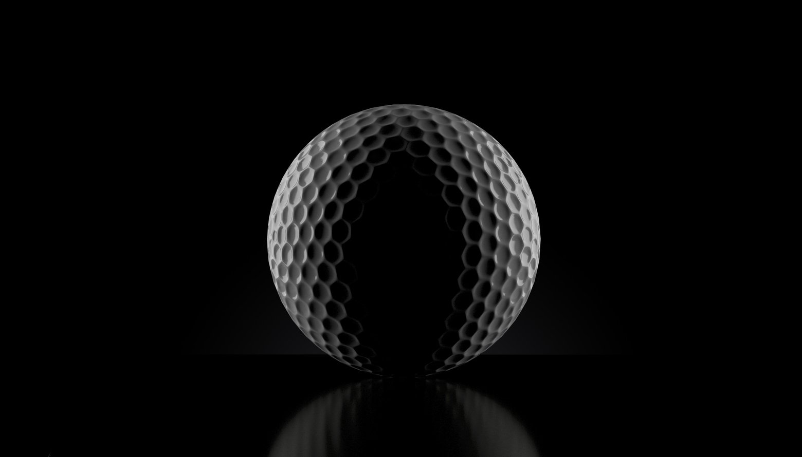 Golf ball on black background